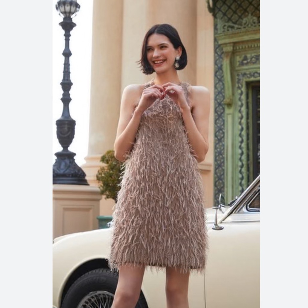 Trina Turk Ursa Major Gold Dress Size 8 NWTS